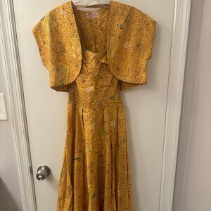 Vintage Kahala Yellow Dress with Boat Print
